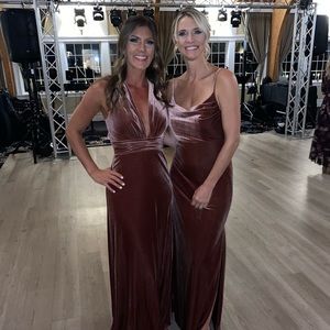 Revelry skye velvet dusty rose bridesmaid dress